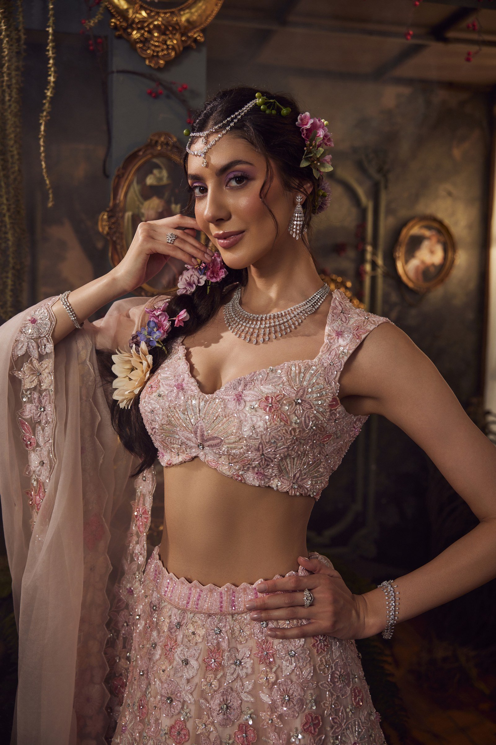 Baby Pink Lehenga Set thumbnail 3