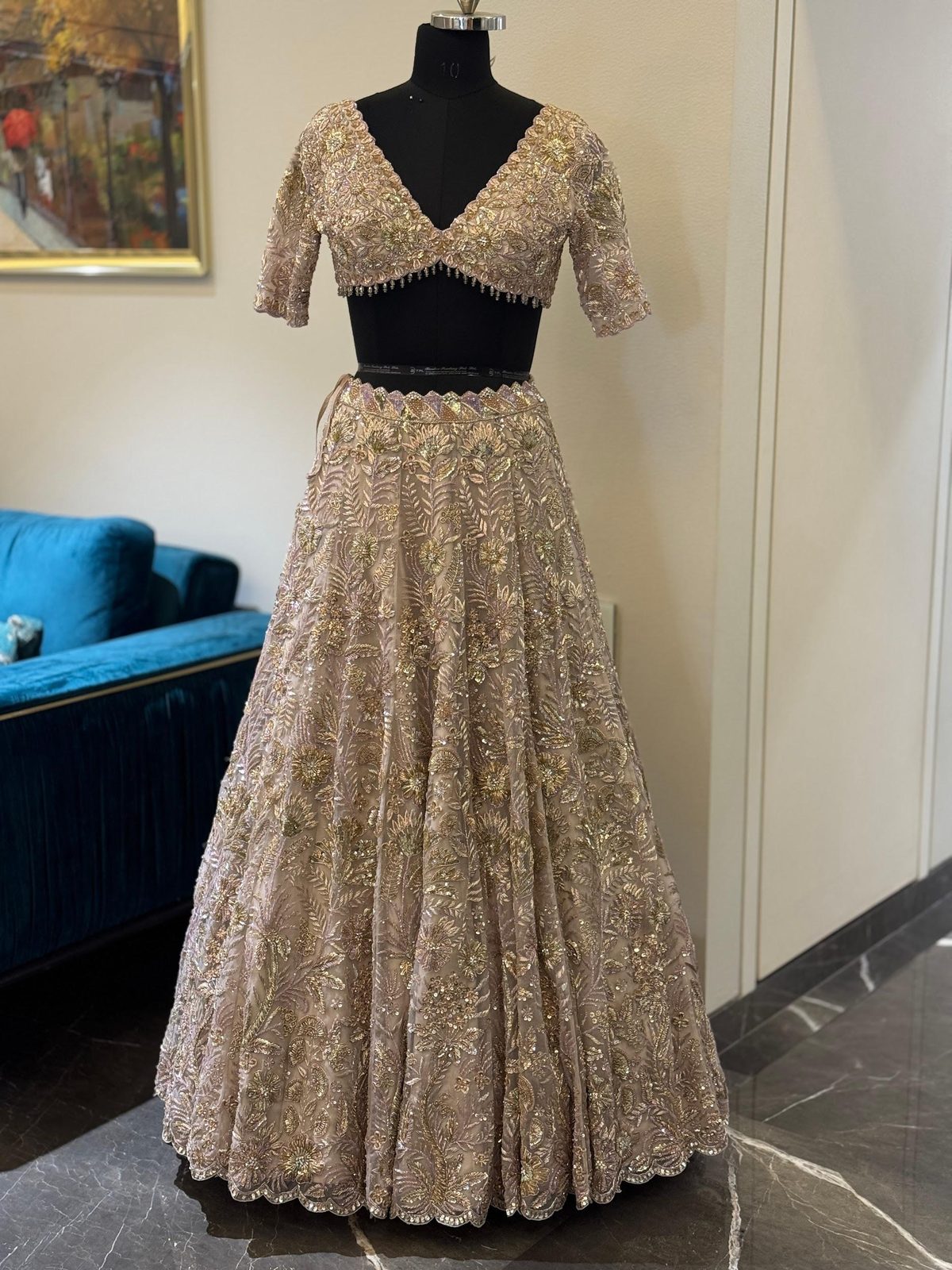 Scarlet Rose lookbook — Blush Ballet, A Delicate Dance: A delicate dance of blush tones and timeless zardosi.