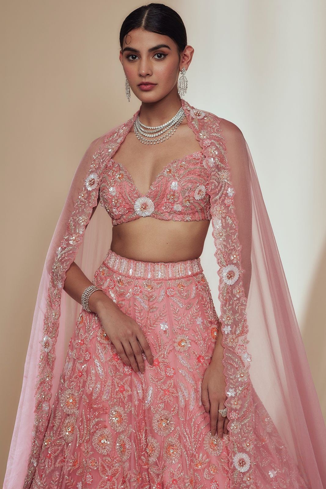 Carrot Pink Lehenga Set thumbnail 2