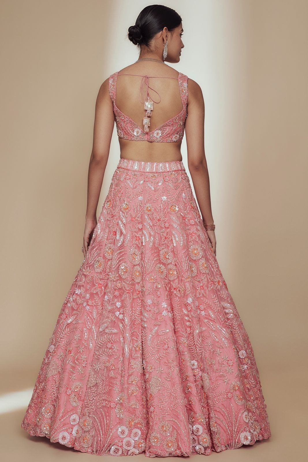 Carrot Pink Lehenga Set thumbnail 3