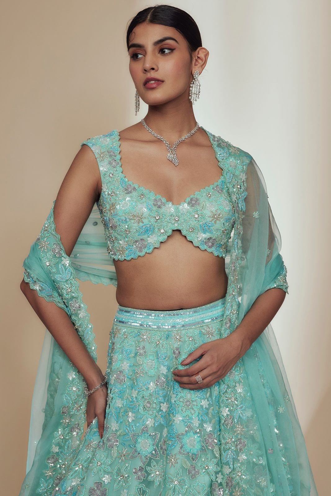 Coral Blue Lehenga Set — alternate view