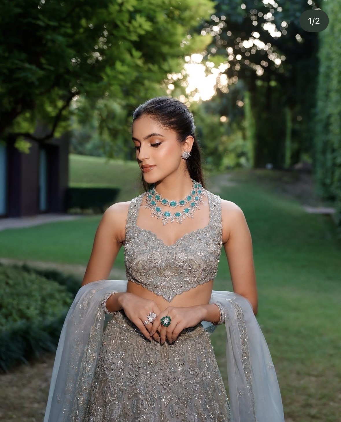 Dusty Blue Lehenga Set thumbnail 2