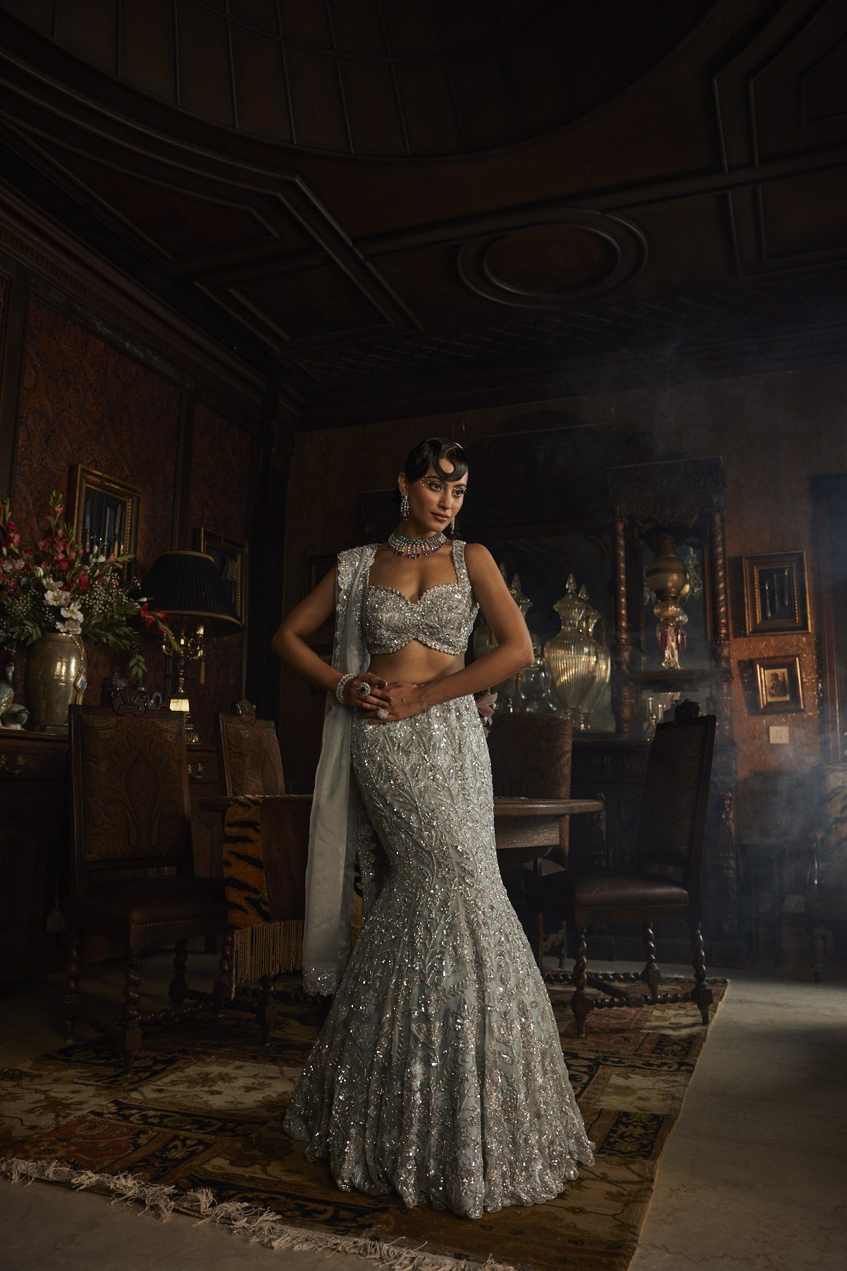 Dusty Blue Lehenga Set thumbnail 2