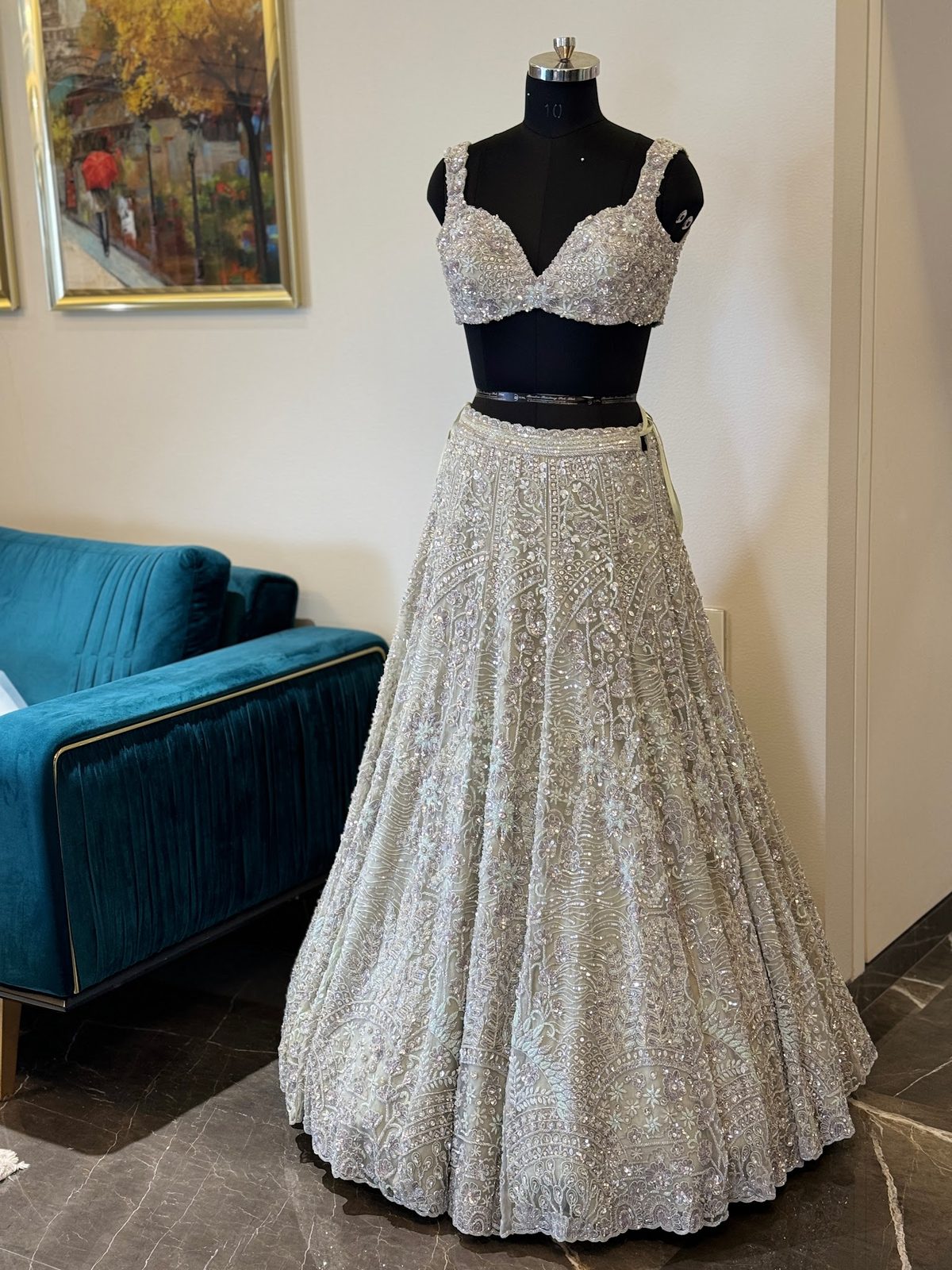 Dusty Green Lehenga Set — Dusty Green Bridal Lehenga by Charmie Galaiya