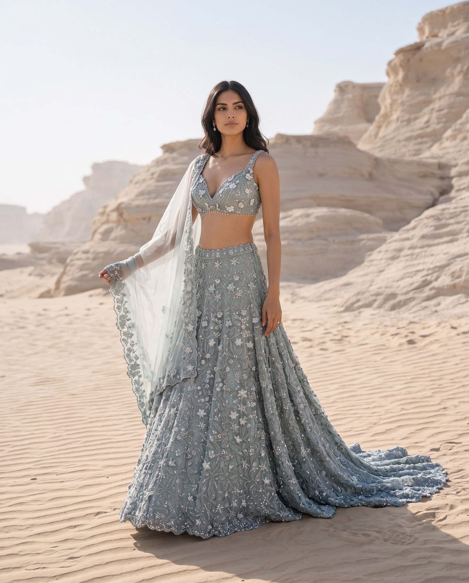 Dusty Grey Lehenga Set — Dusty Grey Bridal Lehenga by Charmie Galaiya