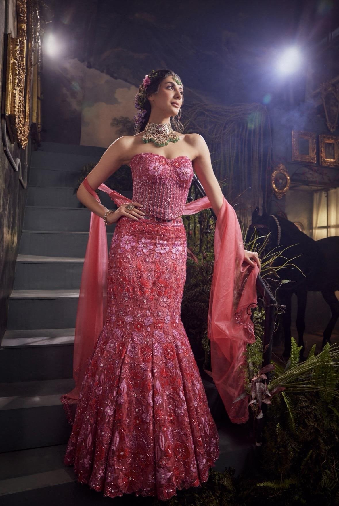 Phool Bahar lookbook — Fuchsia Pink Lehenga Set, Fuchsia Pink · Bridal Lehenga: A fuchsia pink lehenga set from the Phool Bahar collection — hand-crafted made-to-order couture by Charmie Galaiya.