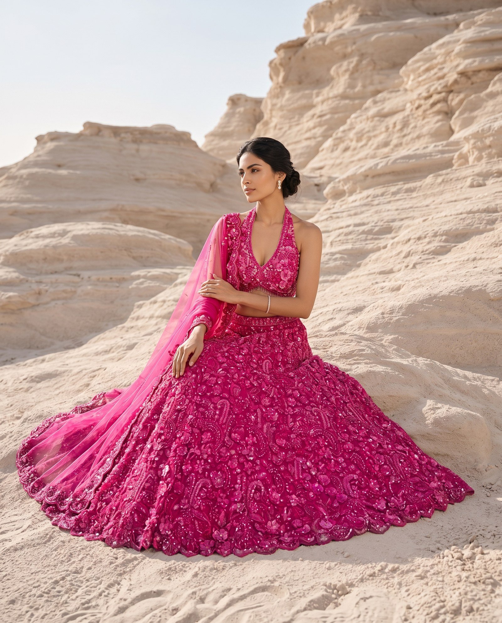 Hot Pink Lehenga Set — Hot Pink Bridal Lehenga by Charmie Galaiya
