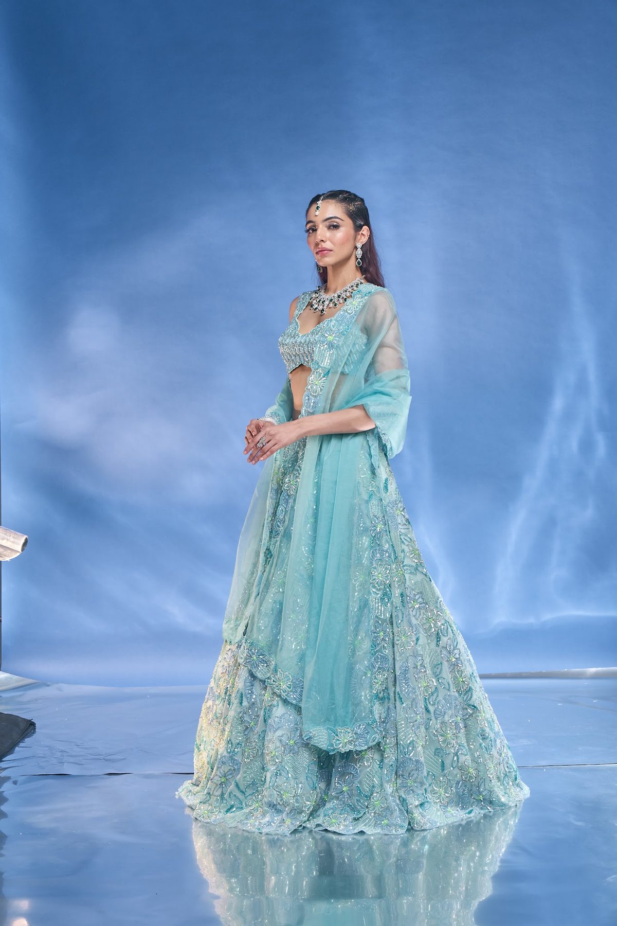 Sea Side Whispers collection — Fluid, breezy, sea-toned bridal wear.