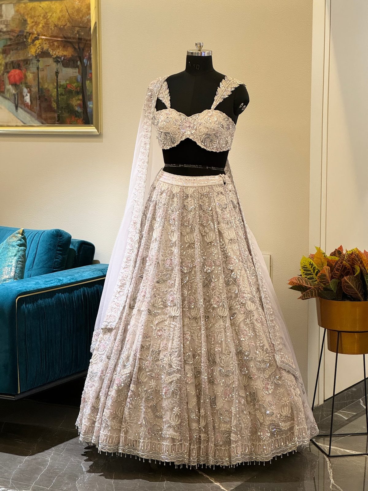 Light Lavender Blush Lehenga Set — Light Lavender Blush Bridal Lehenga by Charmie Galaiya