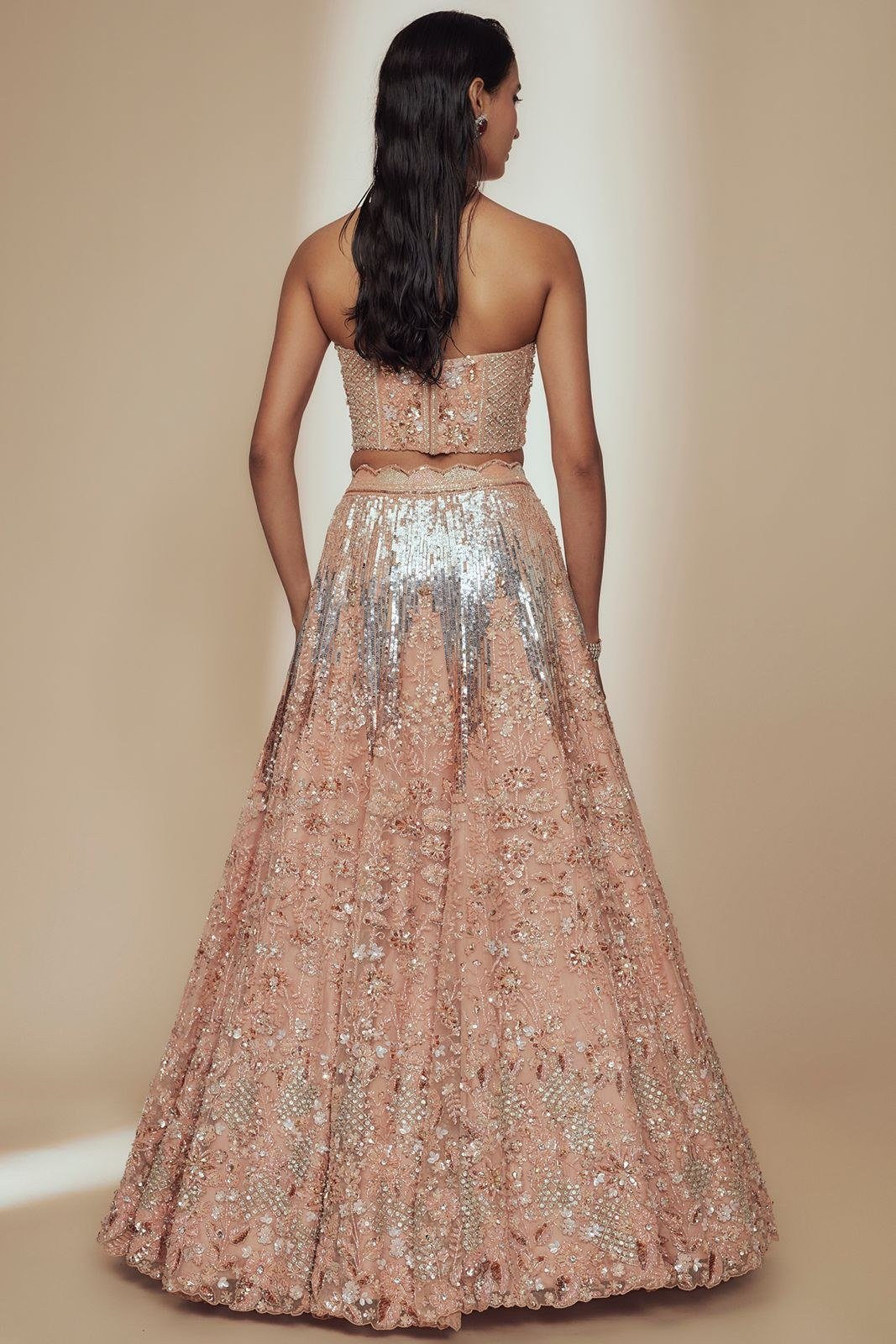 Metallic Rose Gold Lehenga Set thumbnail 2