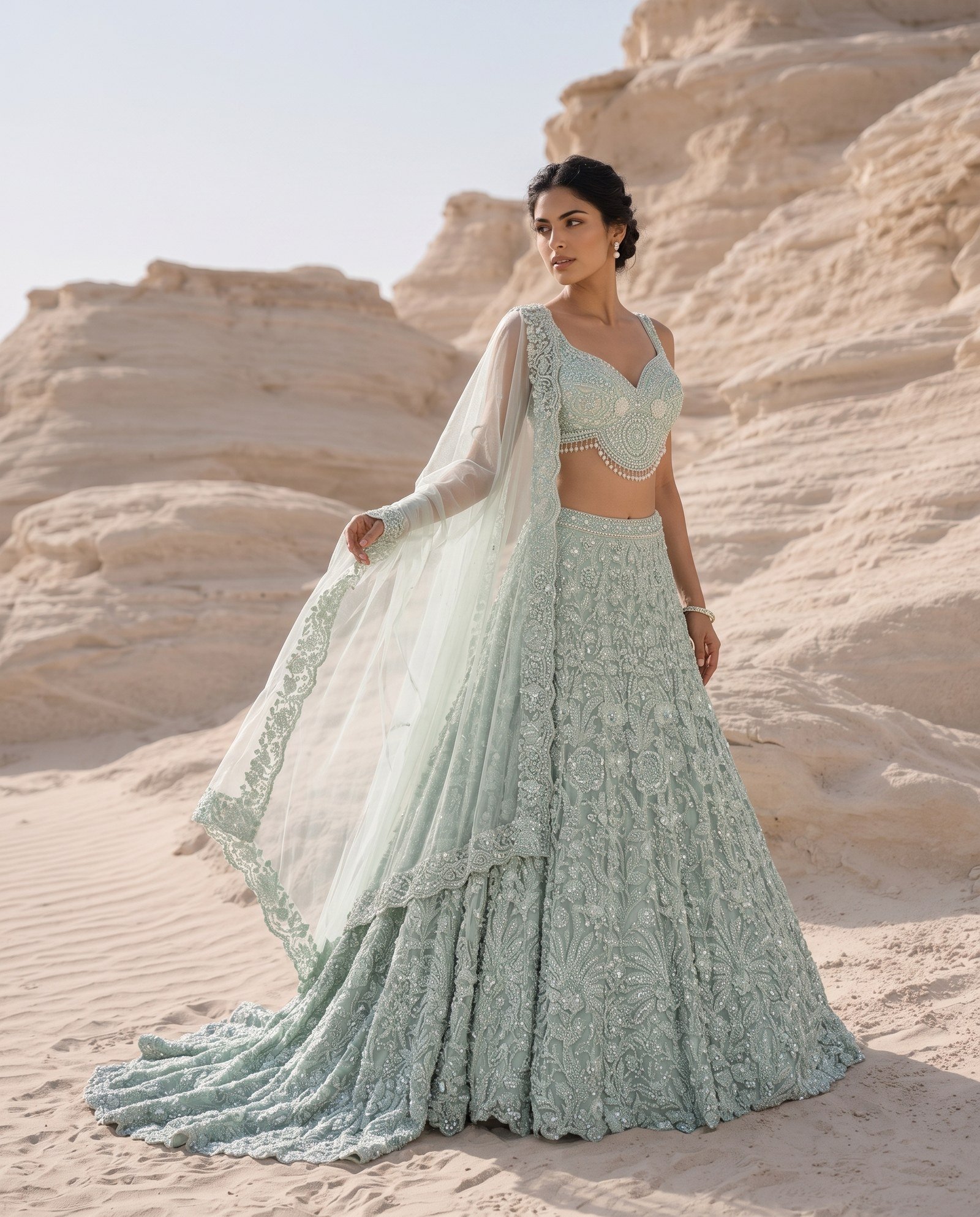 Mint Green Lehenga Set — Mint Green Bridal Lehenga by Charmie Galaiya