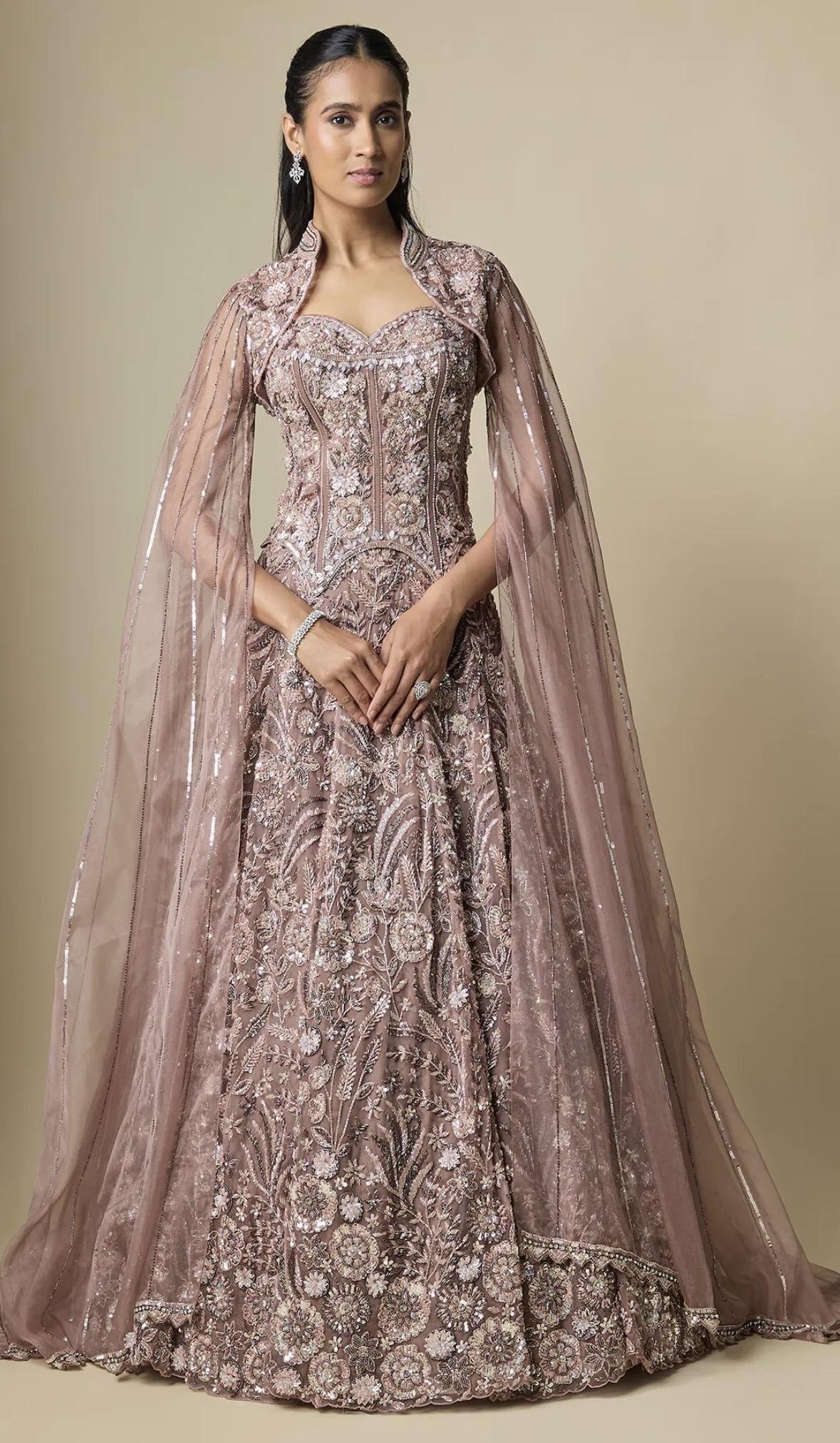 Celestial Reverie lookbook — Mocha Lehenga Set, Mocha · Bridal Lehenga: A mocha lehenga set from the Scarlet Rose collection — hand-crafted made-to-order couture by Charmie Galaiya.