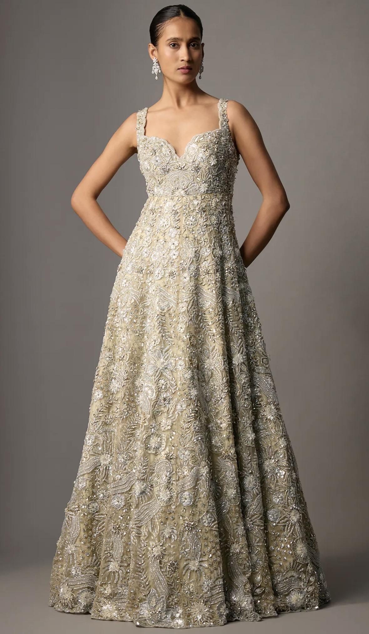 Scarlet Rose lookbook — Dusty Green Moist, Poetic Reverie: A fluid evening gown for the bride who wears tradition like poetry.