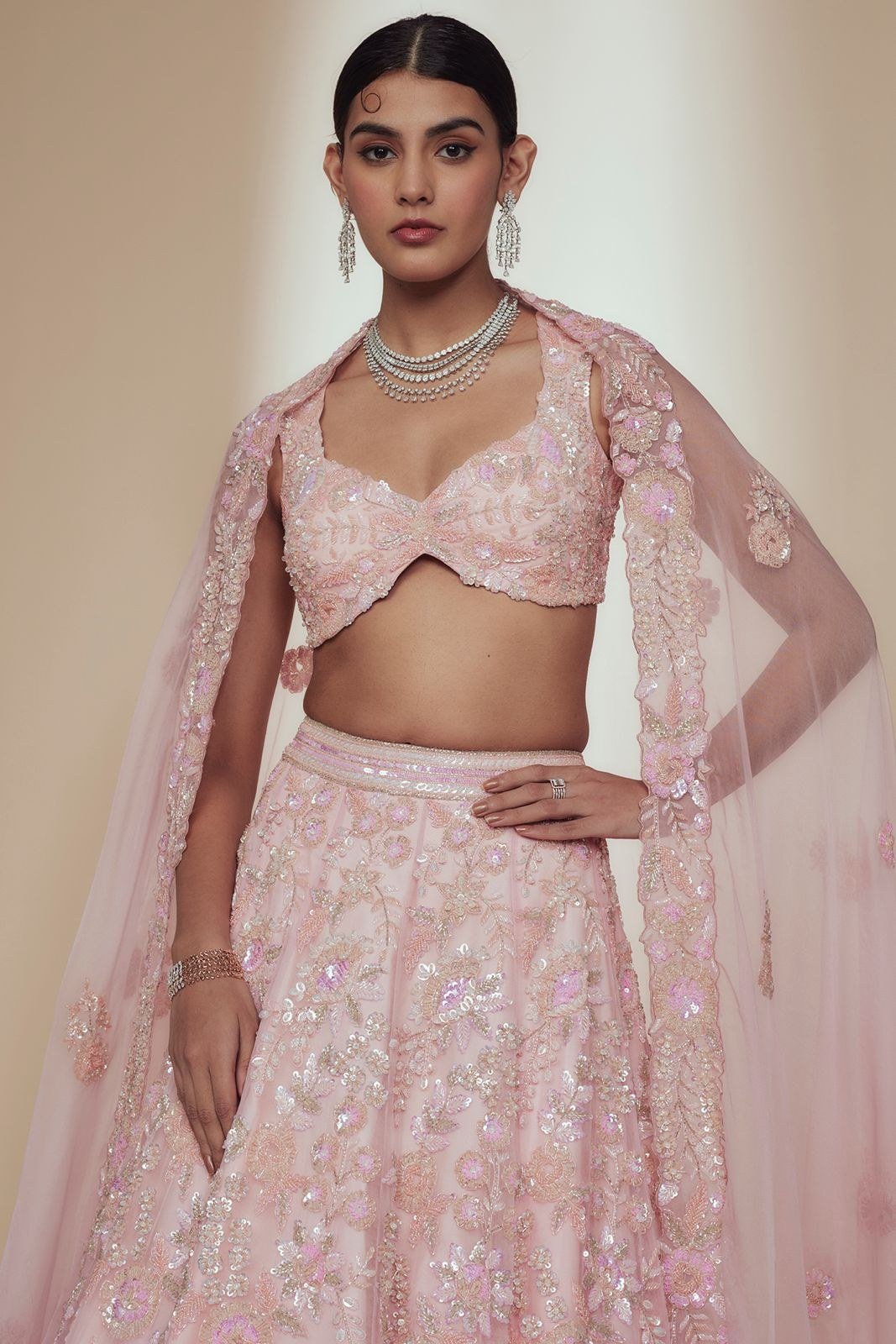 Peachy Pink Lehenga Set — alternate view
