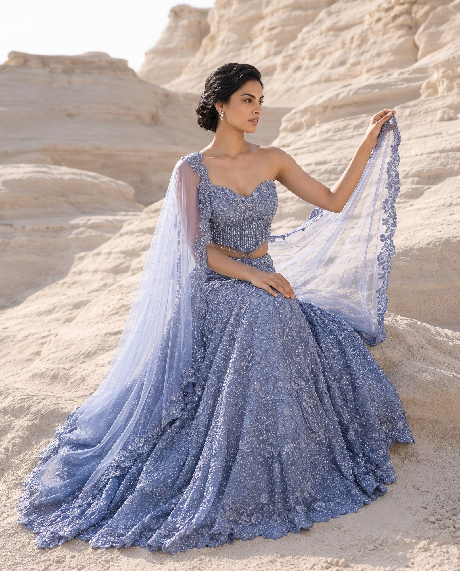 Periwinkle Blue Lehenga Set — Periwinkle Blue Bridal Lehenga by Charmie Galaiya