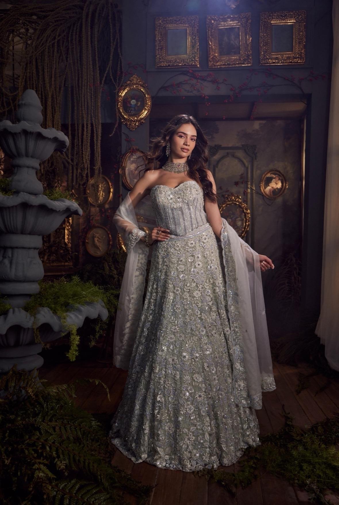 Phool Bahar lookbook — Powder Blue Lehenga Set, Powder Blue · Bridal Lehenga: A powder blue lehenga set from the Phool Bahar collection — hand-crafted made-to-order couture by Charmie Galaiya.