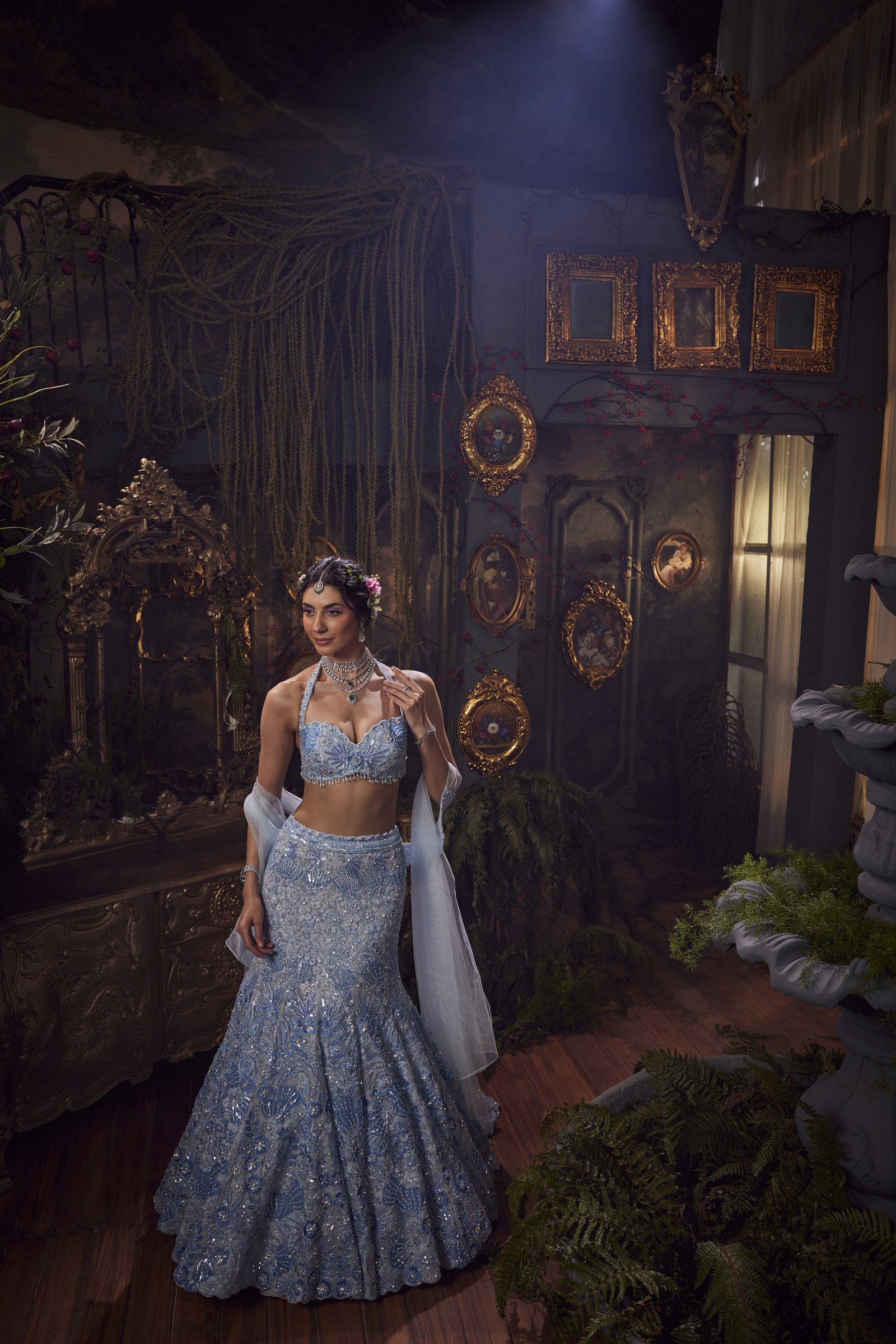Powder Ice Blue Lehenga Set thumbnail 2