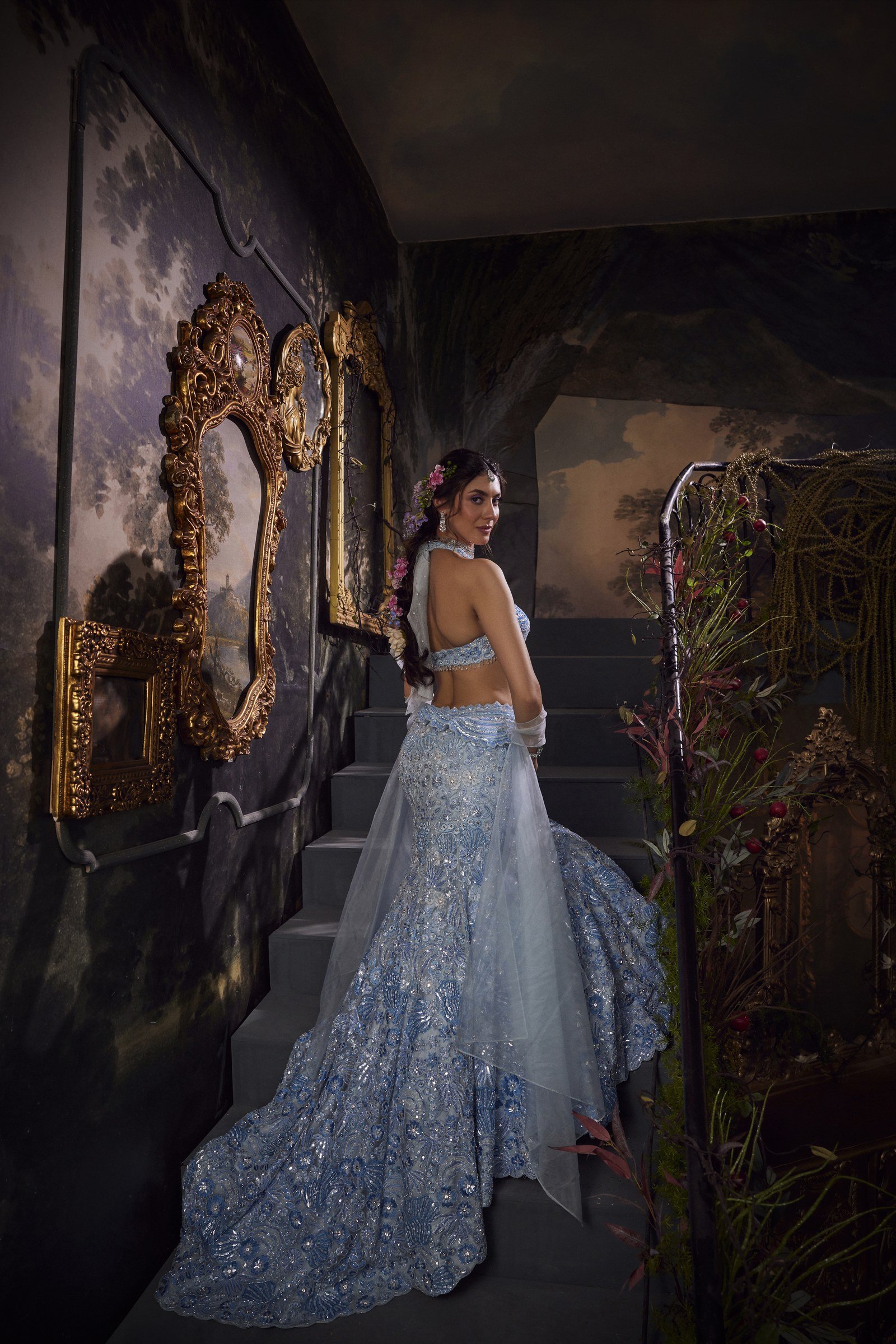 Powder Ice Blue Lehenga Set thumbnail 4