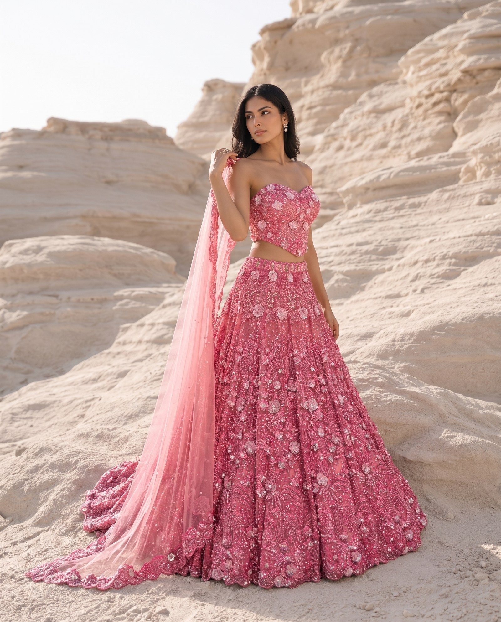 Rose Fuchsia Lehenga Set — Rose Fuchsia Bridal Lehenga by Charmie Galaiya