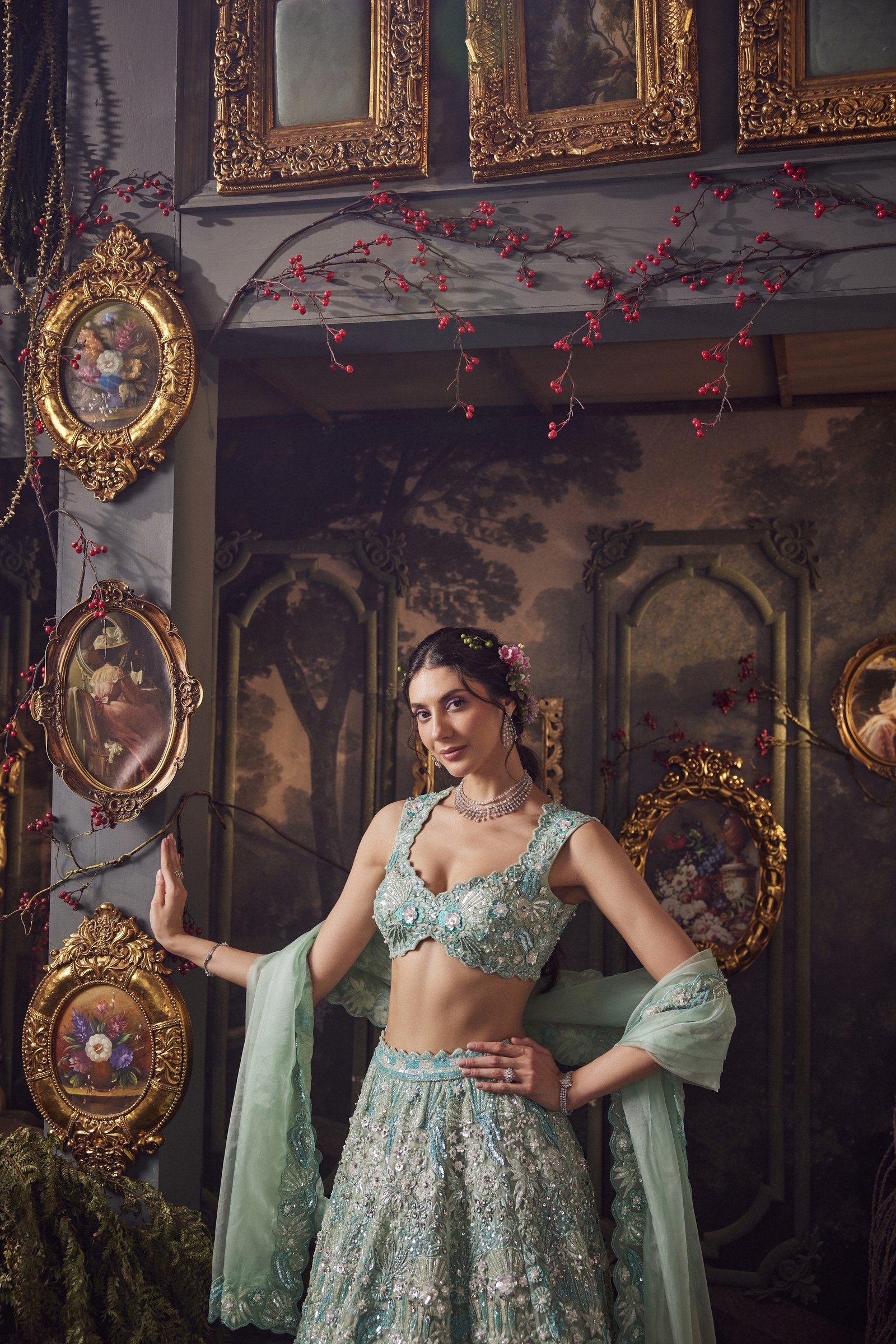 Sage Green Lehenga Set thumbnail 2