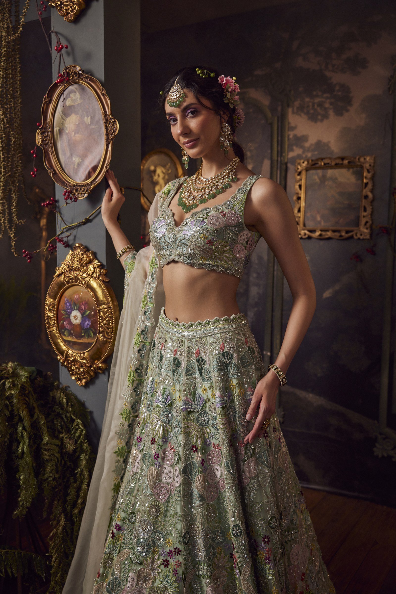 Sage Green Lehenga Set thumbnail 2