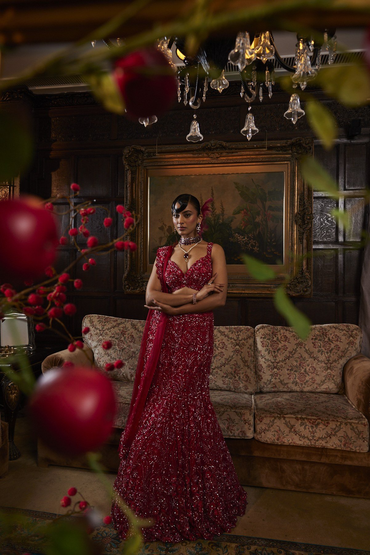 Scarlet Red Lehenga Set thumbnail 3