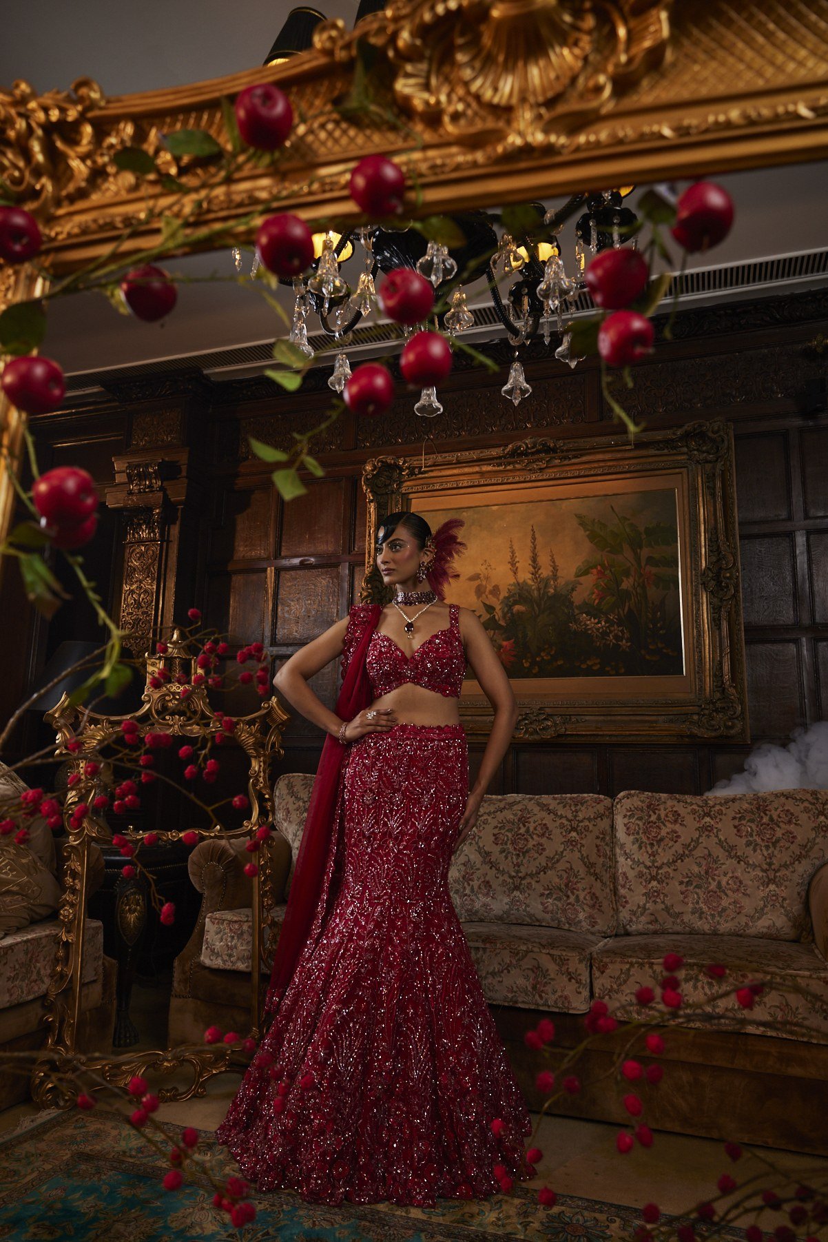 Scarlet Red Lehenga Set thumbnail 4