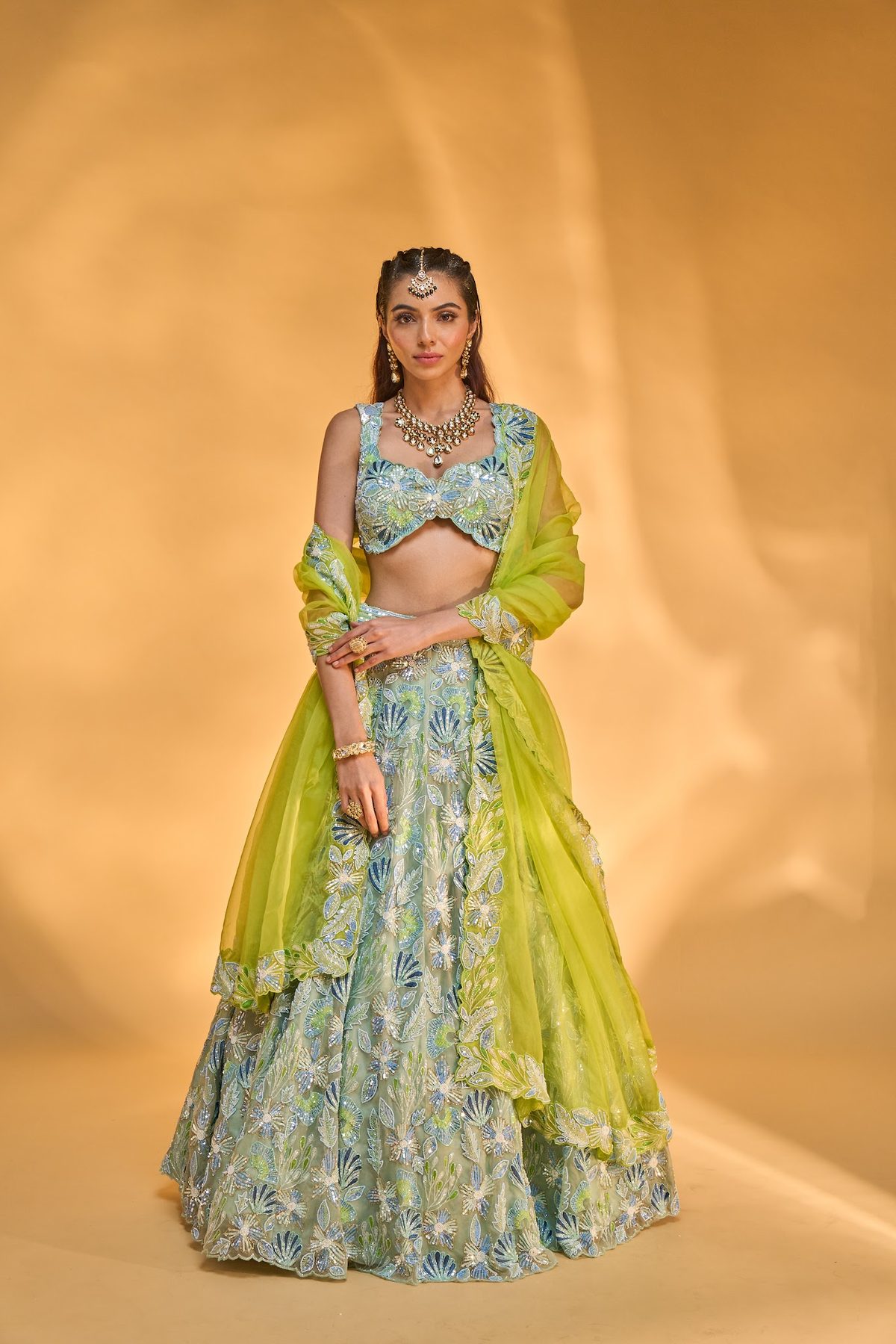 Sea Green Lehenga Set — Sea Green Bridal Lehenga by Charmie Galaiya