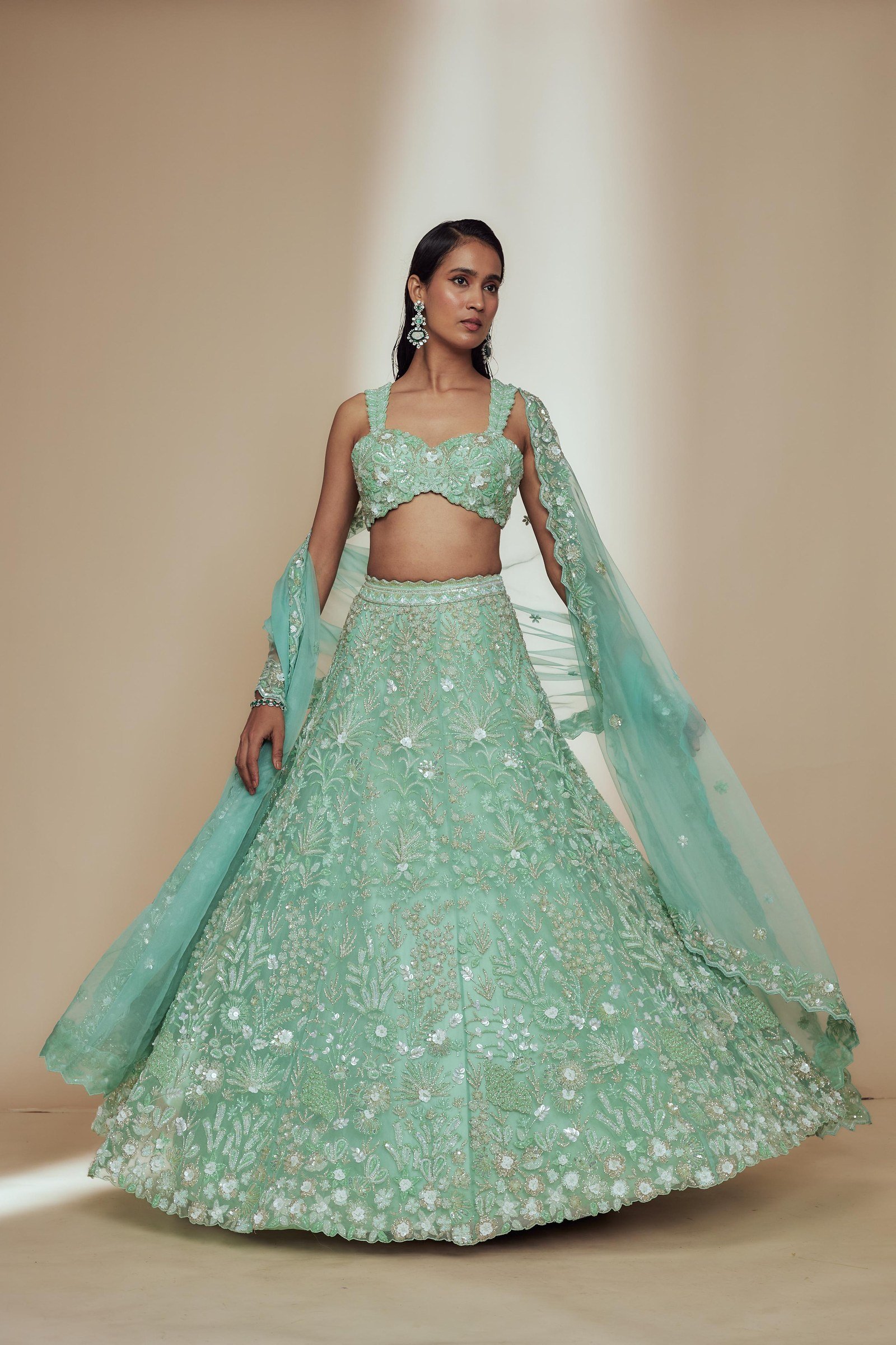 SeaFoam Coral Green Lehenga Set thumbnail 2