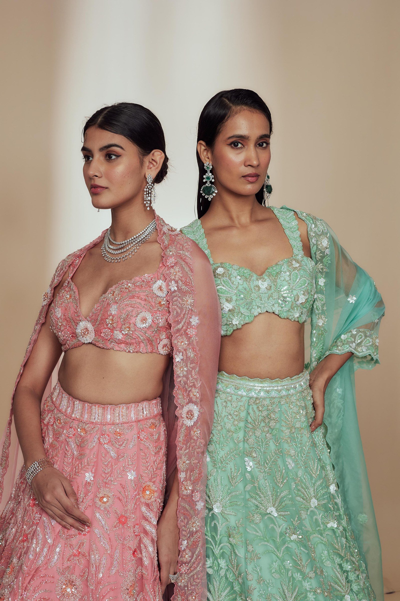 SeaFoam Coral Green Lehenga Set thumbnail 5