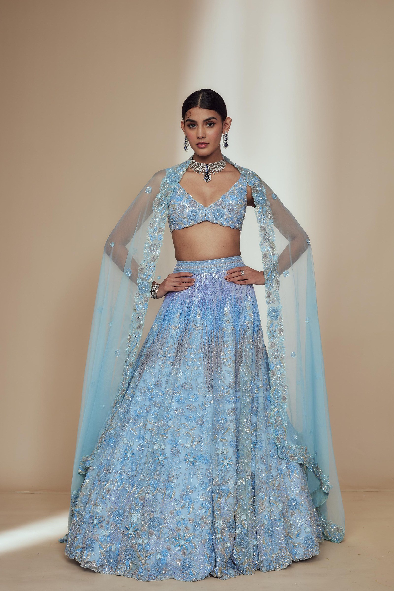 Violet Blue Lehenga Set thumbnail 2
