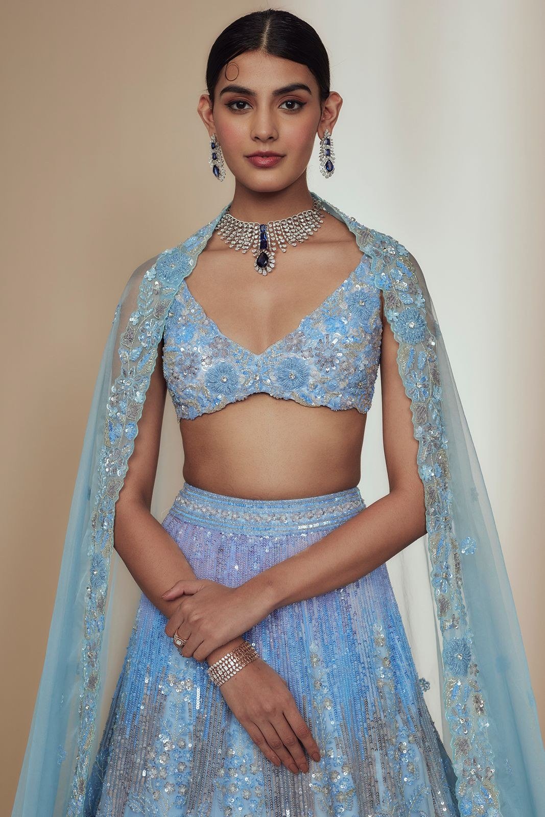 Violet Blue Lehenga Set thumbnail 3