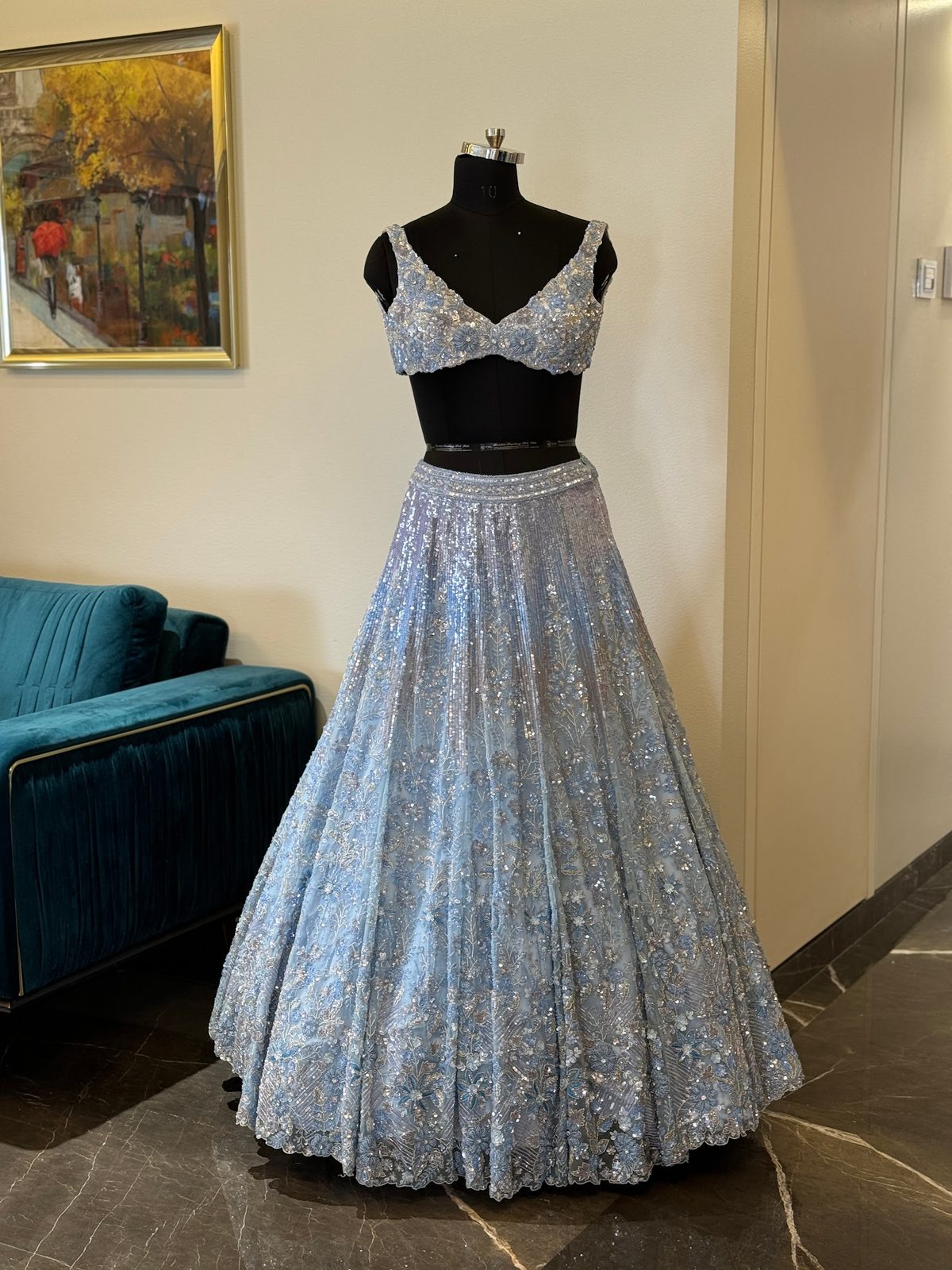 Violet Blue Lehenga Set — Violet Blue Bridal Lehenga by Charmie Galaiya
